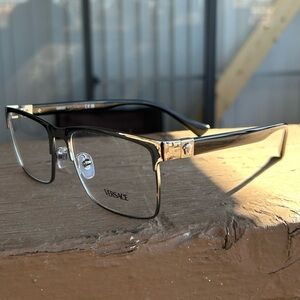 Versace Black and Silver Frame Glasses